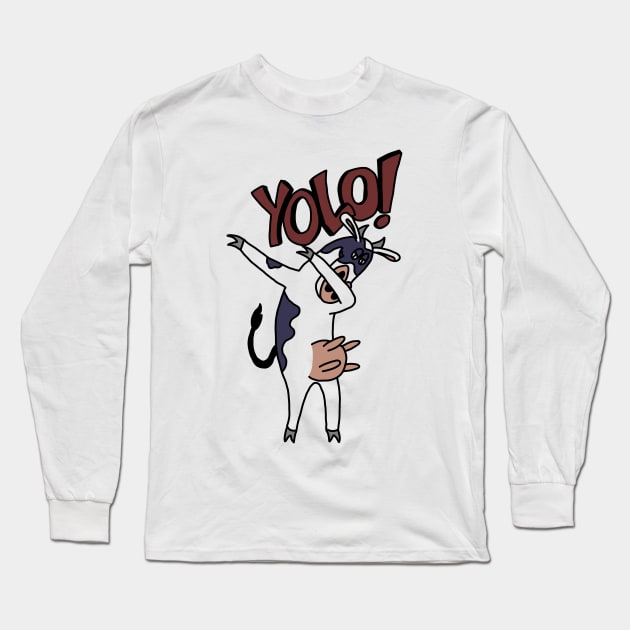 Yolo Dab Cow Long Sleeve T-Shirt by T-Shirts by Elyn FW